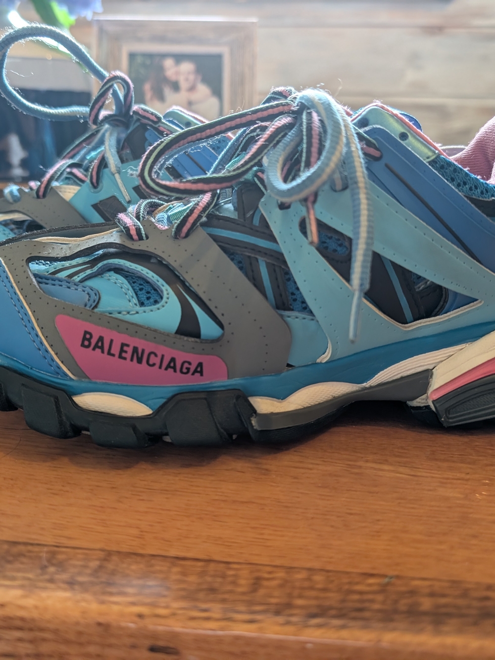 Balenciaga Women's Size 7 Blue & Pink Trail Runner Sneakers